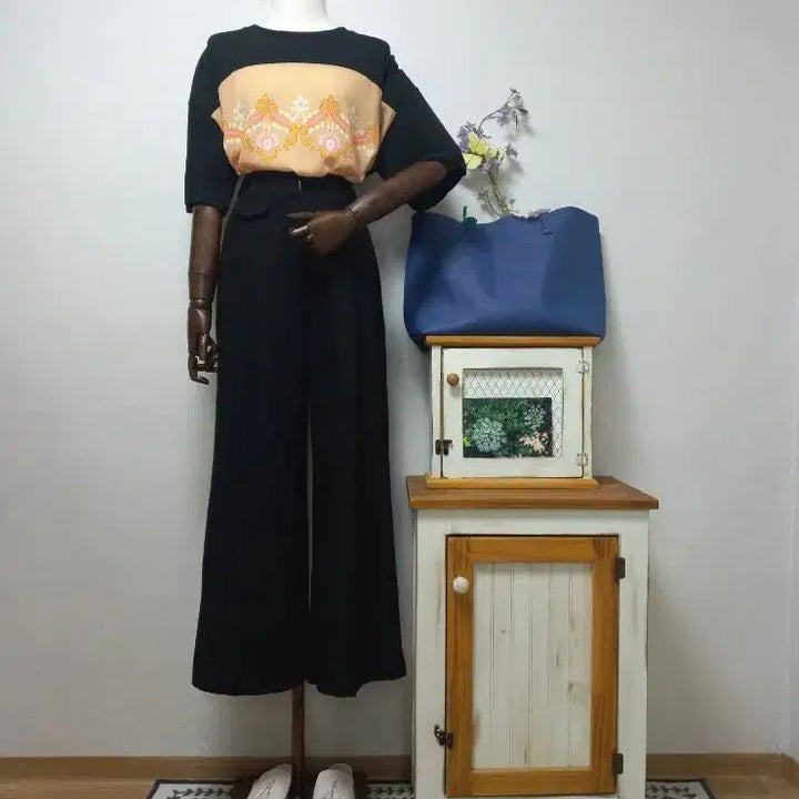 [BUNJANG] Sandro Style Ethnic Color Block Blouse / 산드*로 스타일 에스닉 티셔츠 배색 블라우스