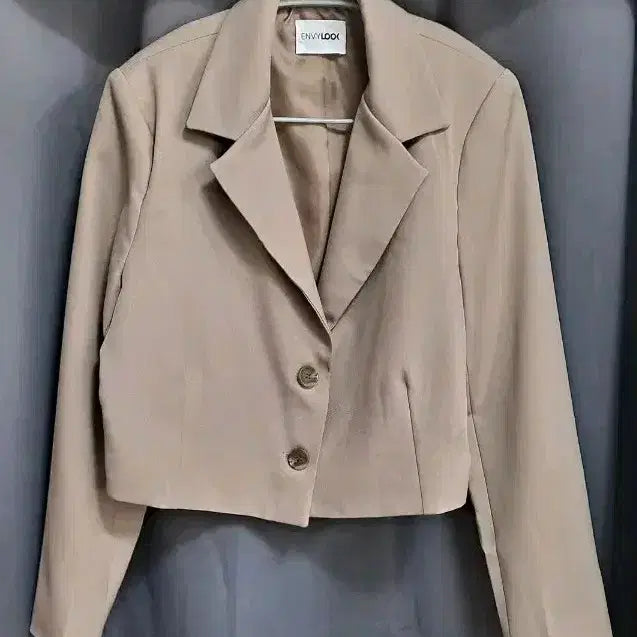 [BUNJANG] ENVY LOOK Brown Crop Jacket / ENVY LOOK 브라운 크롭 자켓