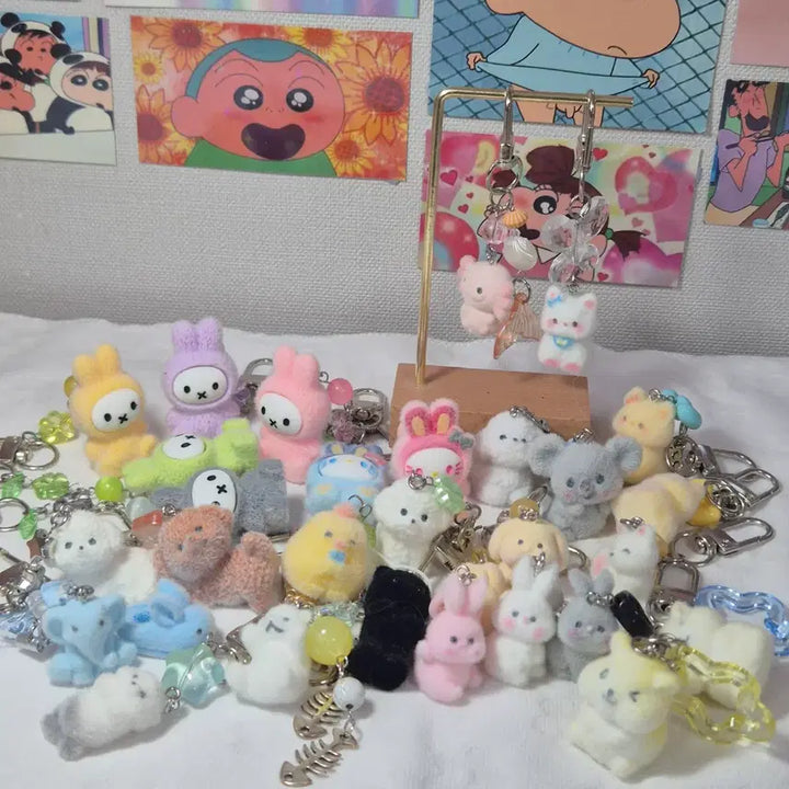 [BUNJANG] Flocking Keyring Assortment / 후로킹 키링모음