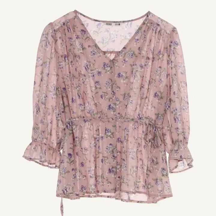[BUNJANG] MIXXO Chiffon Floral Blouse / 미쏘 쉬폰 플라워 블라우스