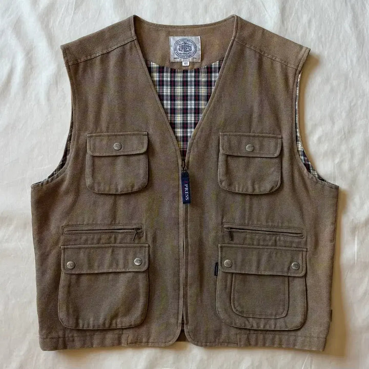 [BUNJANG] J.PRESS 90s Canvas Flannel Work Vest / [105-108] 90s J.PRESS 캔버스 플란넬 워크 베스트