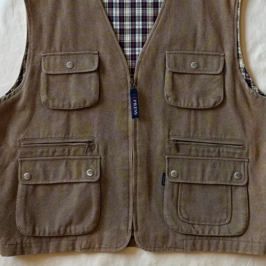 [BUNJANG] J.PRESS 90s Canvas Flannel Work Vest / [105-108] 90s J.PRESS 캔버스 플란넬 워크 베스트