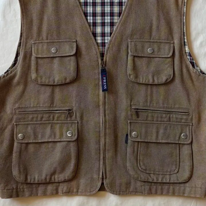 [BUNJANG] J.PRESS 90s Canvas Flannel Work Vest / [105-108] 90s J.PRESS 캔버스 플란넬 워크 베스트