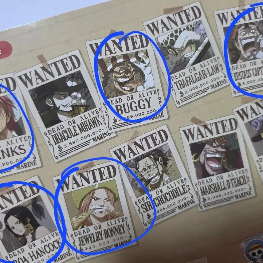 [BUNJANG] Daewon One Piece Wanted Poster Bundle Set / 원피스 대원 공식 수배서 일괄 / 샹크스 버기 보니 핸콕 키트
