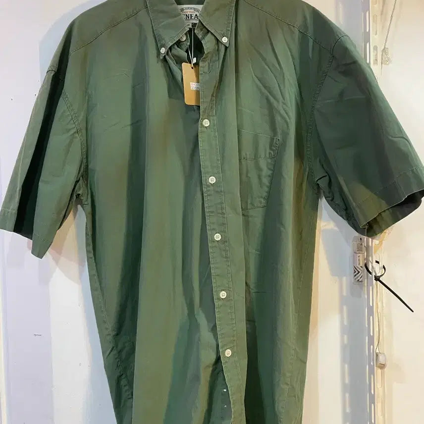 [BUNJANG] Native Linen Khaki Short Sleeve Shirt / 네이티브 린넨 카키색 반팔 셔츠
