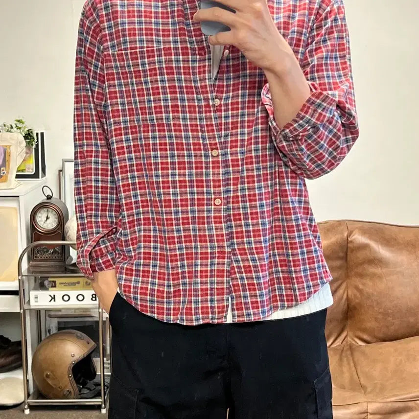 [SOLD OUT] [L] 유니클로 빈티지 레드 체크 셔츠