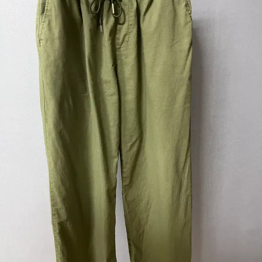 [BUNJANG] Suare Linen-like Semi-Wide Banding Pants (Khaki, M) / 수아레 린넨라이크 세미와이드 밴딩팬츠 M 카키