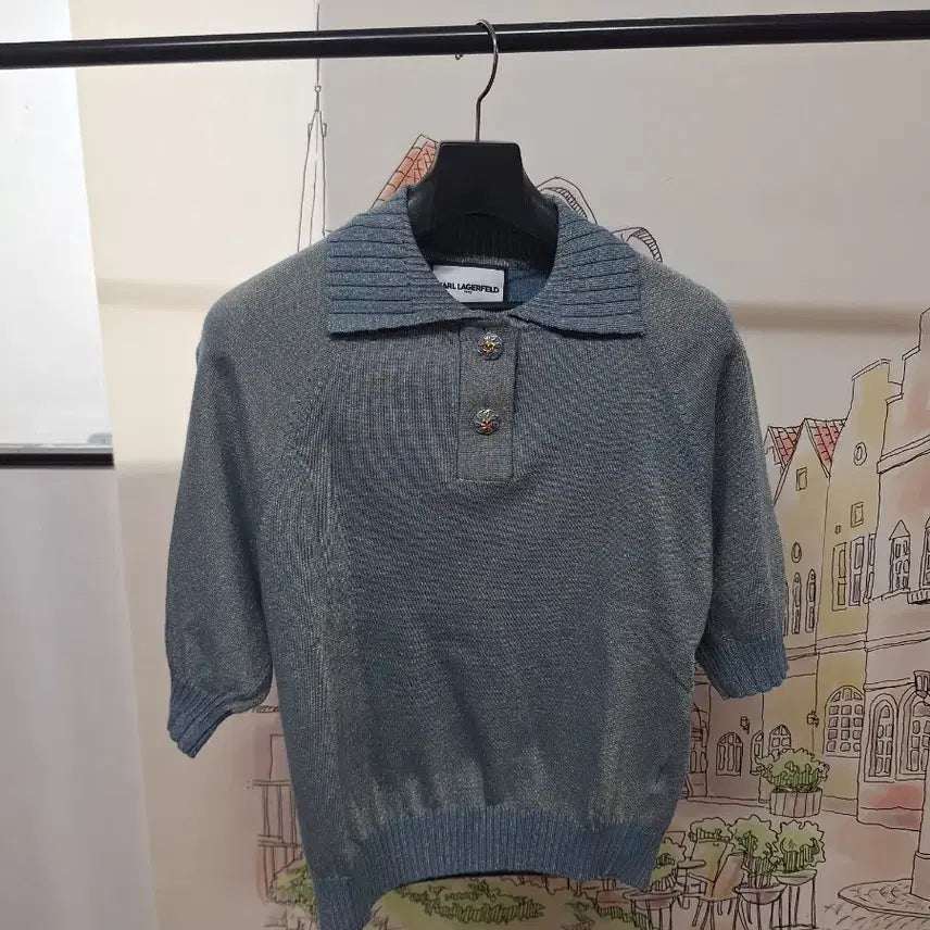 [BUNJANG] Karl Lagerfeld Knit Short Sleeve T-shirt / 칼 라거펠트 니트 반팔티Mㅡ깨끗함
