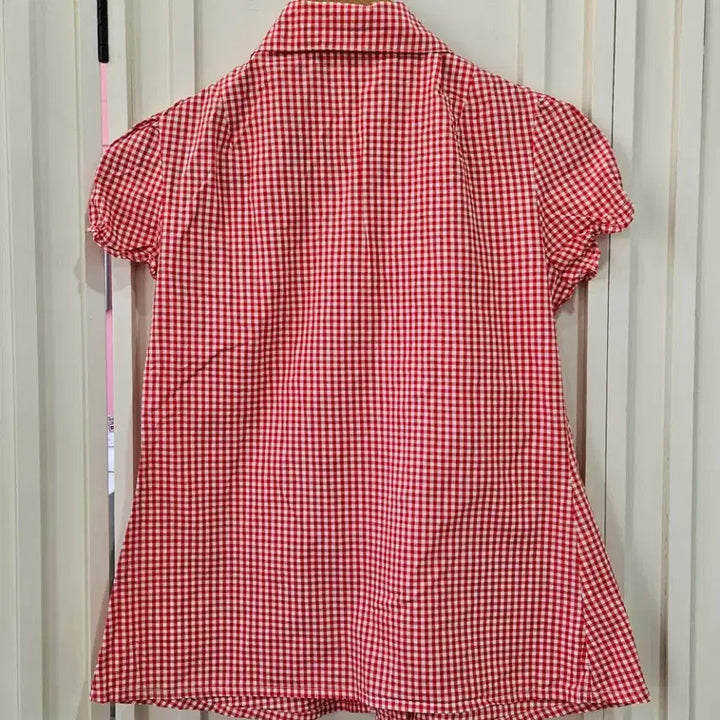 [BUNJANG] Vintage Red Gingham Blouse / 레드 체크 깅엄 반팔 블라우스
