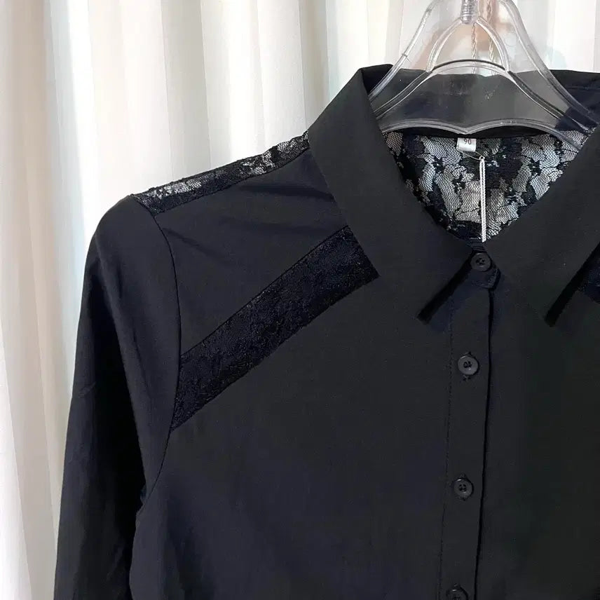 [BUNJANG] Milli Mile Black Lace Shirt / (새상품) Milli Mile 블랙 레이스 셔츠 90 55-66