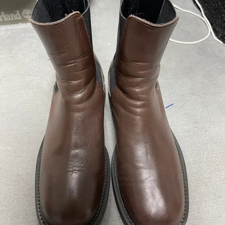 [BUNJANG] Musinsa Standard Square Toe Leather Chelsea Boots / 무탠다드 스퀘어토 브라윤 가죽 첼시부츠 270