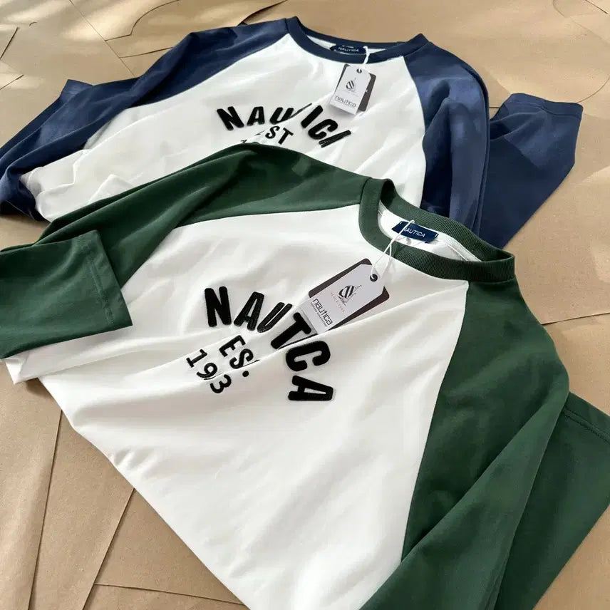 [BUNJANG] Nautica Japan Raglan Long Sleeve Shirt / 노티카재팬 나그랑 배색 롱슬리브 s~xl 특가 새상품