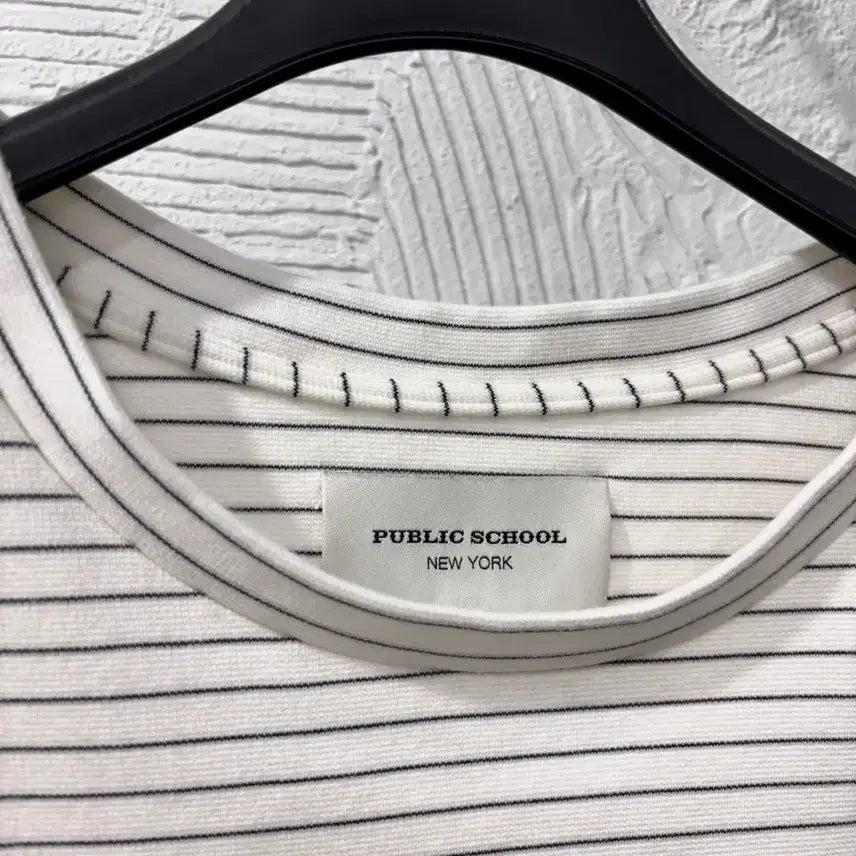 [BUNJANG] Public School Striped Short Sleeve T-shirt / 퍼블릭스쿨 스트라이프 반팔 티