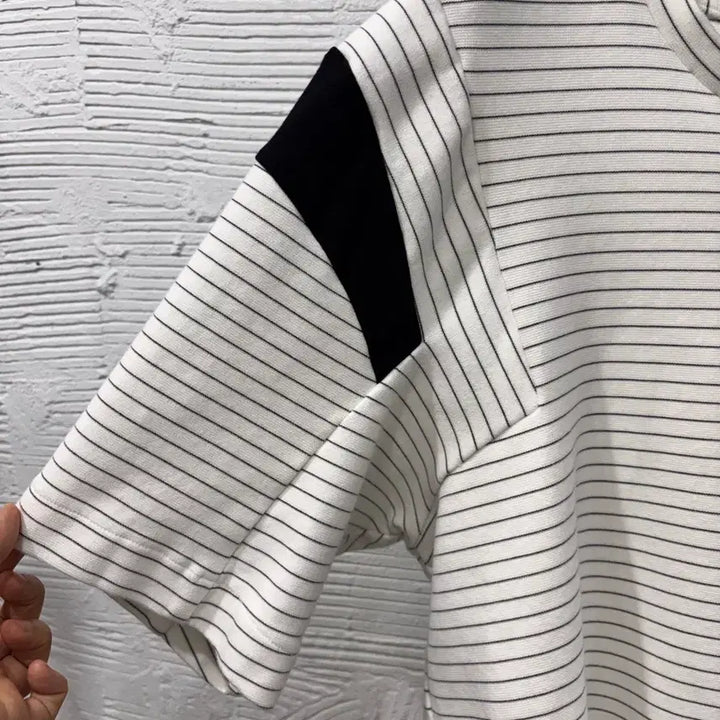 [BUNJANG] Public School Striped Short Sleeve T-shirt / 퍼블릭스쿨 스트라이프 반팔 티