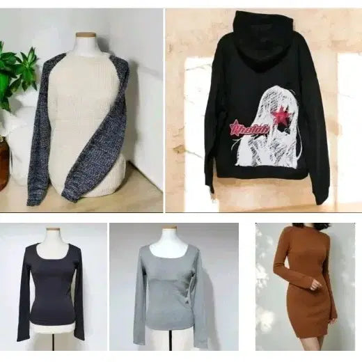 [SOLD OUT] [새제품] 낱장 재고 떨이 각 4천원, 후드티, 니트티, 긴팔옷