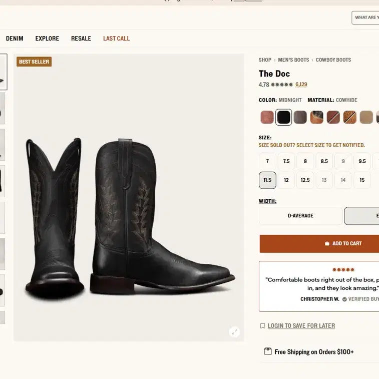 [BUNJANG] Tecovas The Doc Western Boots / Tecovas 테코바스the doc 웨스턴 부츠