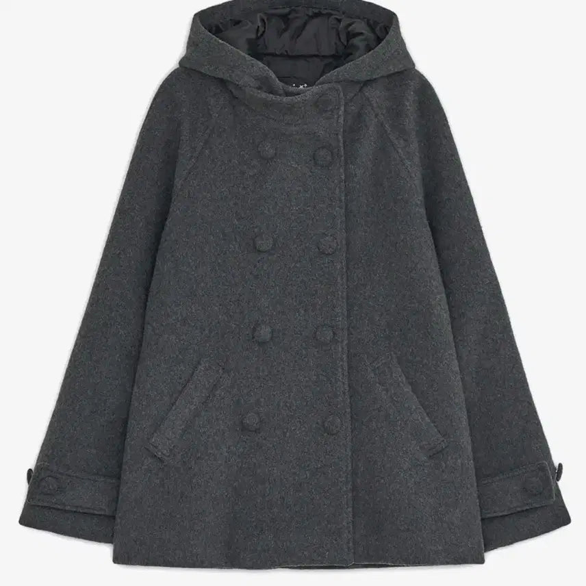[BUNJANG] Hug Your Skin Charcoal Half Hooded Coat / 허그유어스킨 후드 하프 코트 (차콜)