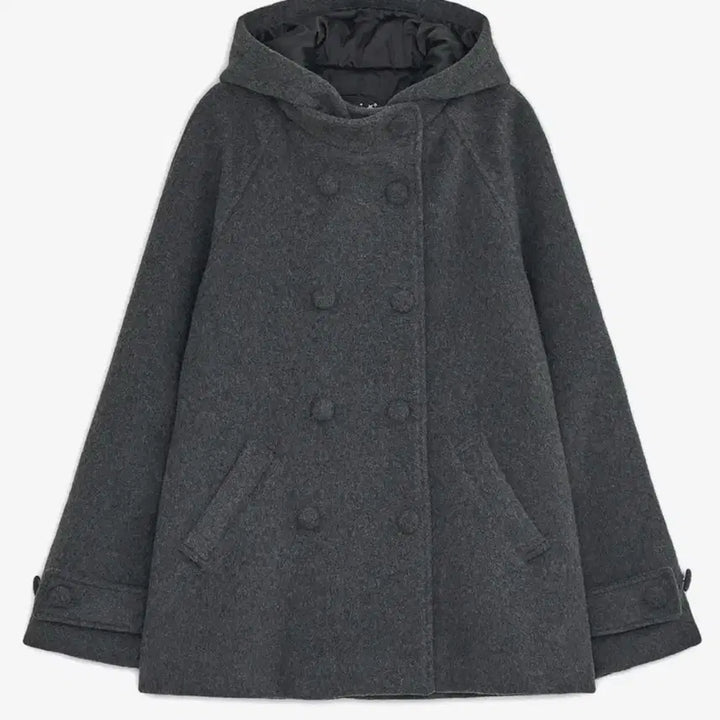 [BUNJANG] Hug Your Skin Charcoal Half Hooded Coat / 허그유어스킨 후드 하프 코트 (차콜)