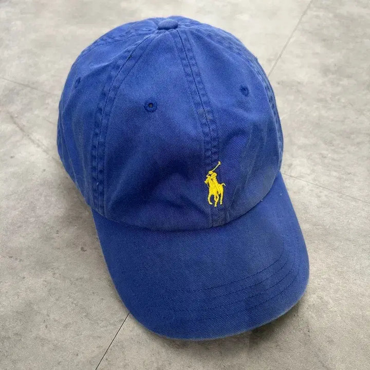 [SOLD OUT] OS 폴로 랄프 로렌 클래식 가죽 스트랩 코튼 치노 볼캡 모자 블루