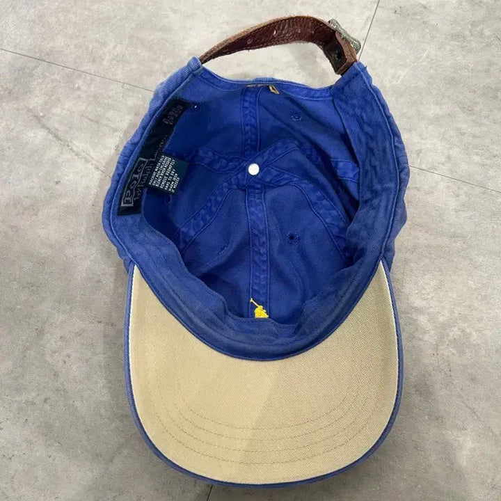 [SOLD OUT] OS 폴로 랄프 로렌 클래식 가죽 스트랩 코튼 치노 볼캡 모자 블루
