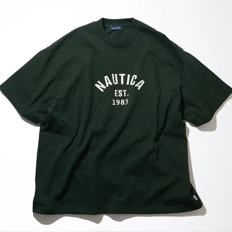 [BUNJANG] Nautica Japan Embroidered Arch Logo Oversized Short Sleeve T-Shirt / 노티카재팬 자수 아치 로고 오버 반팔 s~xl 새상품 특가