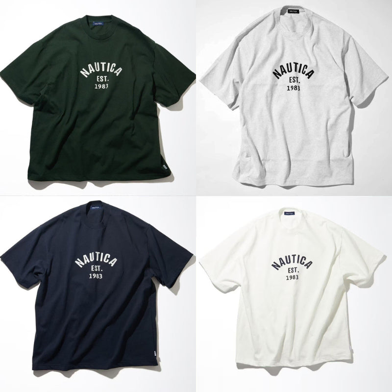 [BUNJANG] Nautica Japan Embroidered Arch Logo Oversized Short Sleeve T-Shirt / 노티카재팬 자수 아치 로고 오버 반팔 s~xl 새상품 특가