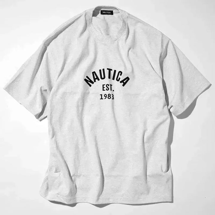[BUNJANG] Nautica Japan Embroidered Arch Logo Oversized Short Sleeve T-Shirt / 노티카재팬 자수 아치 로고 오버 반팔 s~xl 새상품 특가