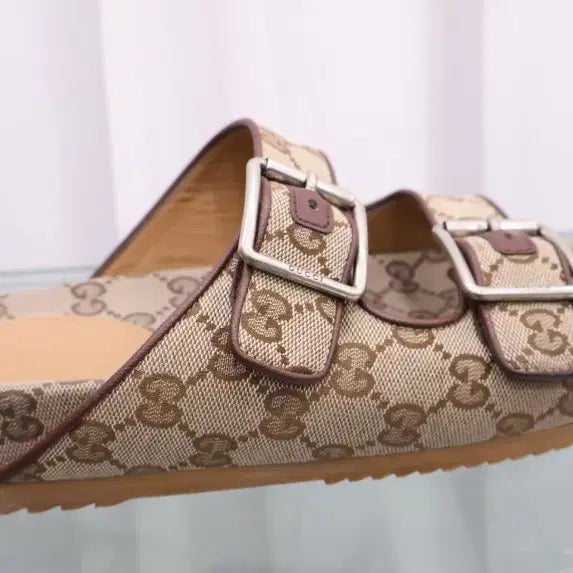 [BUNJANG] Gucci GG Canvas Double Strap Sandals / 구찌 GG 캔버스 더블 스트랩 샌들 658020