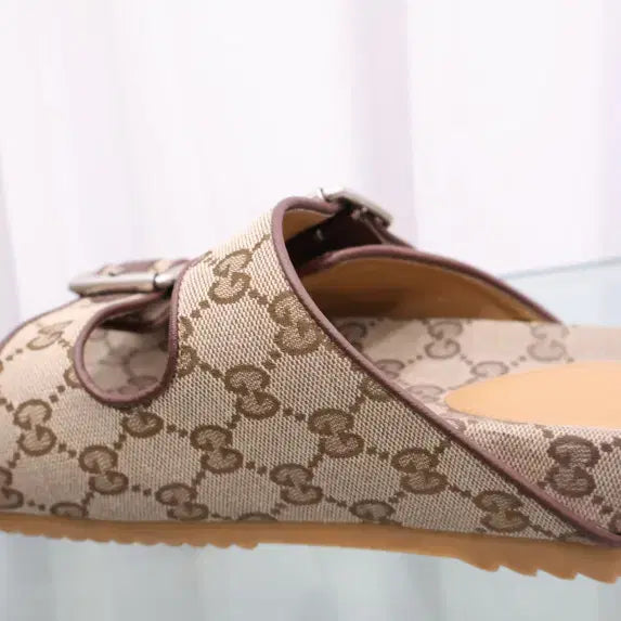 [BUNJANG] Gucci GG Canvas Double Strap Sandals / 구찌 GG 캔버스 더블 스트랩 샌들 658020