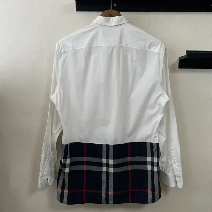 [BUNJANG] Burberry Checkered Accent Shirt M / 버버리 화이트/체크 배색 셔츠 M