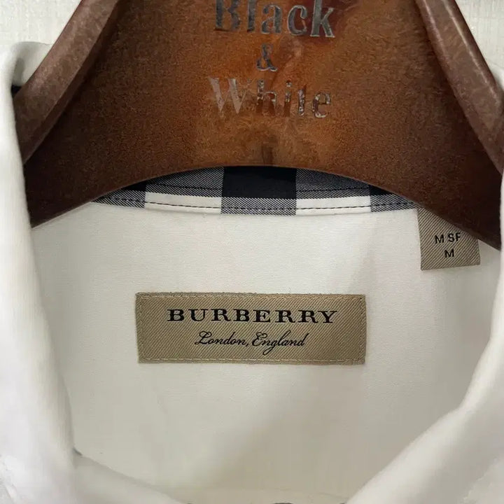 [BUNJANG] Burberry Checkered Accent Shirt M / 버버리 화이트/체크 배색 셔츠 M