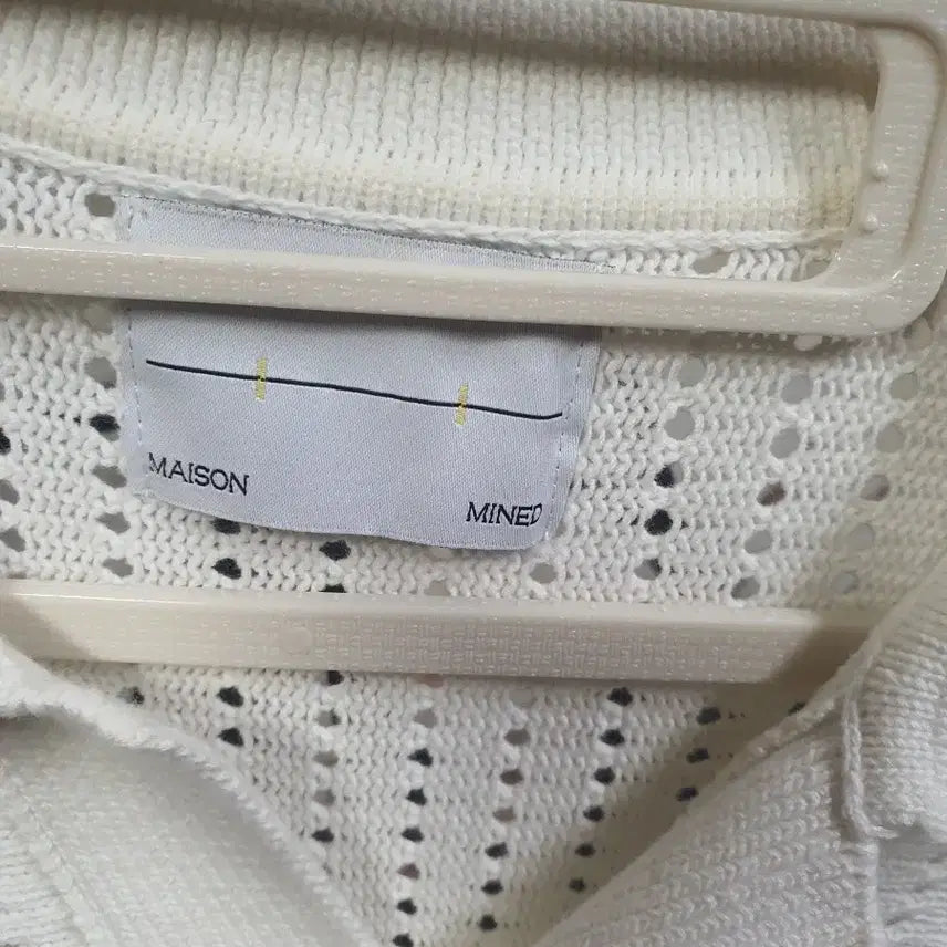 [BUNJANG] Maison Mineed White Punching Knit Collar T-shirt / 메종미네드 화이트  펀칭  니트 카라 반팔티  택배비포함가