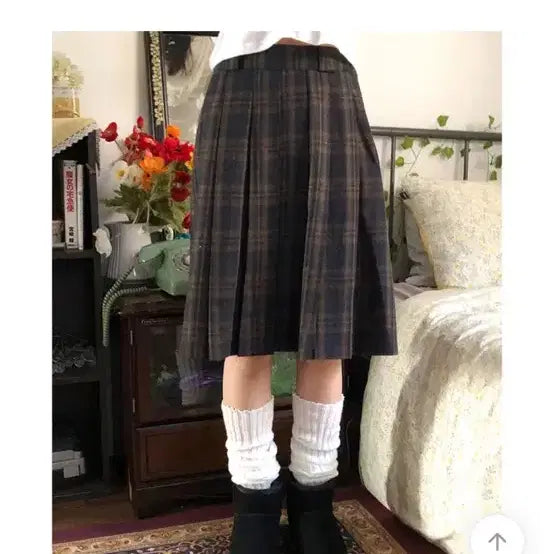 [BUNJANG] Check Pleated Midi Skirt / 체크 플리츠 스커트 미디 기장