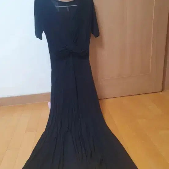 [BUNJANG] Black Wrap Style Long Dress / 블랙 랩 스타일 롱 원피스