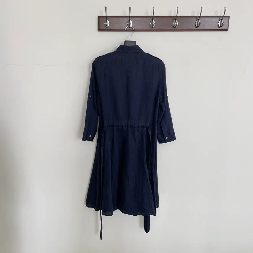[SOLD OUT] 랄프로렌 여성m 풀 린넨 네이비 견장 벨티드 셔츠 원피스