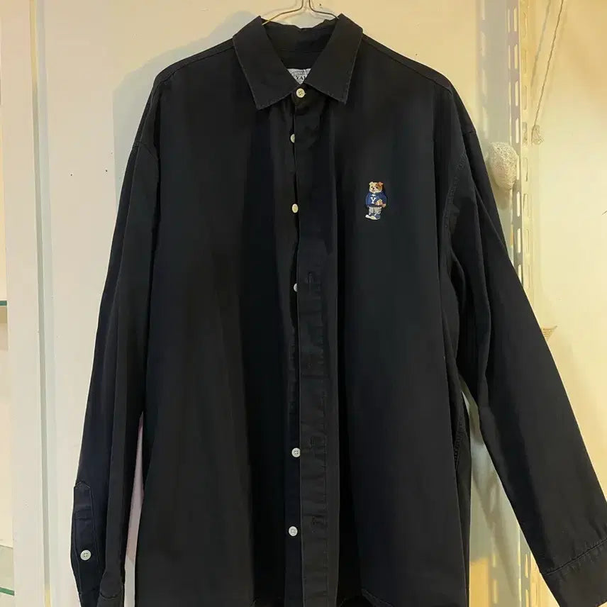 [BUNJANG] Yale Beanpole Navy Embroidered Shirt / 예일 빈폴 네이비색 자수 셔츠