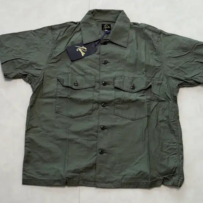 [BUNJANG] Needles Short Sleeve Fatigue Shirt Khaki / 니들스 숏슬리브 퍼티그 셔츠 카키