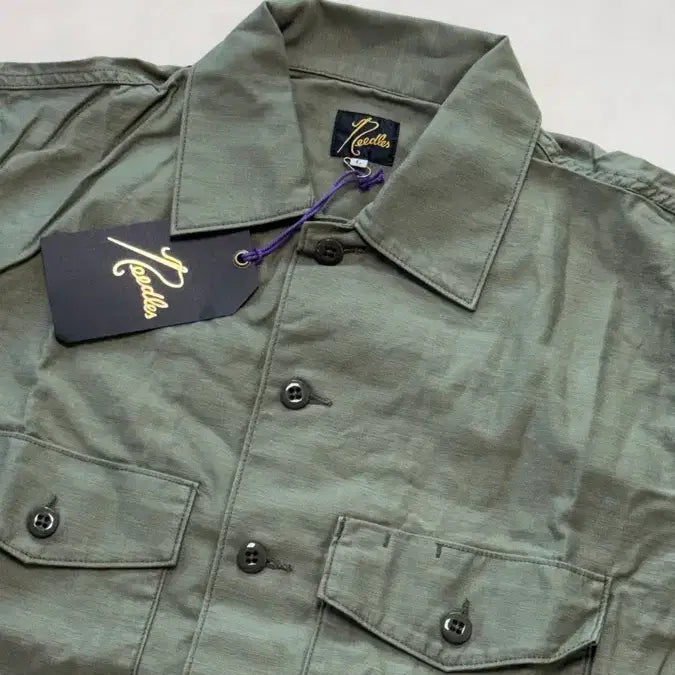 [BUNJANG] Needles Short Sleeve Fatigue Shirt Khaki / 니들스 숏슬리브 퍼티그 셔츠 카키