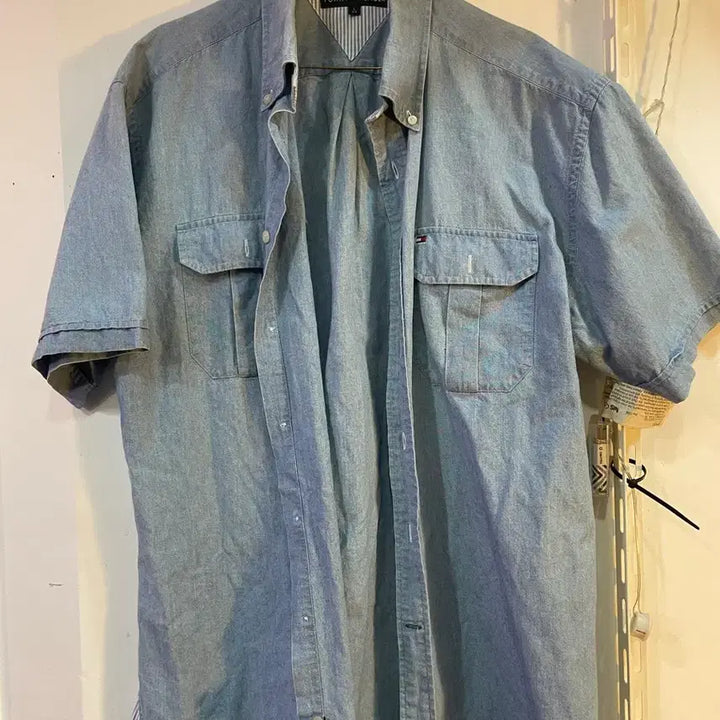 [BUNJANG] Tommy Hilfiger Blue Short Sleeve Shirt L / 타미힐피거 블루 반팔 셔츠 L