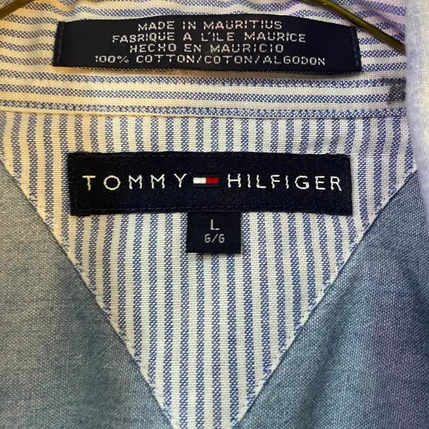 [BUNJANG] Tommy Hilfiger Blue Short Sleeve Shirt L / 타미힐피거 블루 반팔 셔츠 L