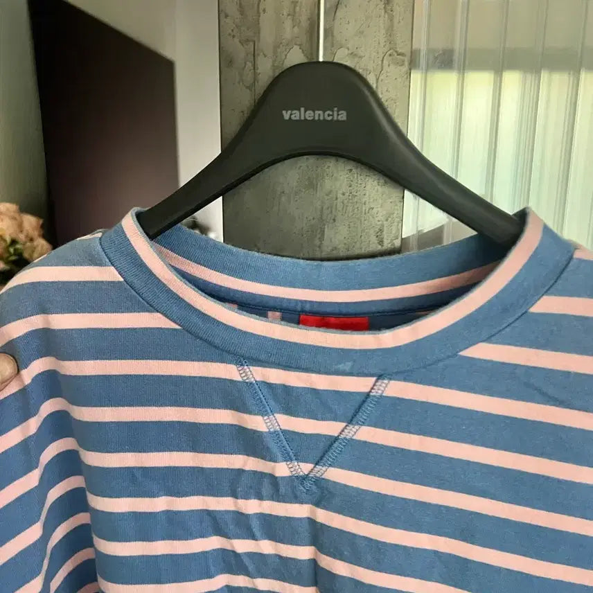 [BUNJANG] Lucky Chouette Blue/Pink Stripe Mini Dress / Lucky chouette 블루/핑크 스트라이프 반팔 원피스