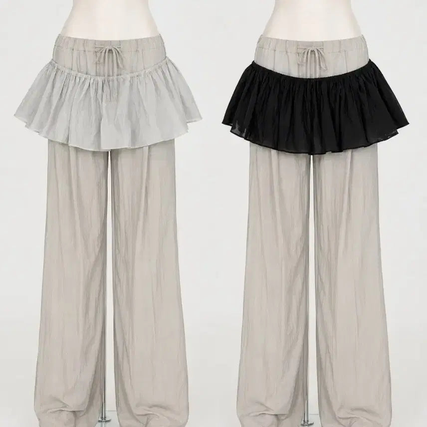 [BUNJANG] Layered Skirt White/Black / 레이어드 스커트 화이트/블랙