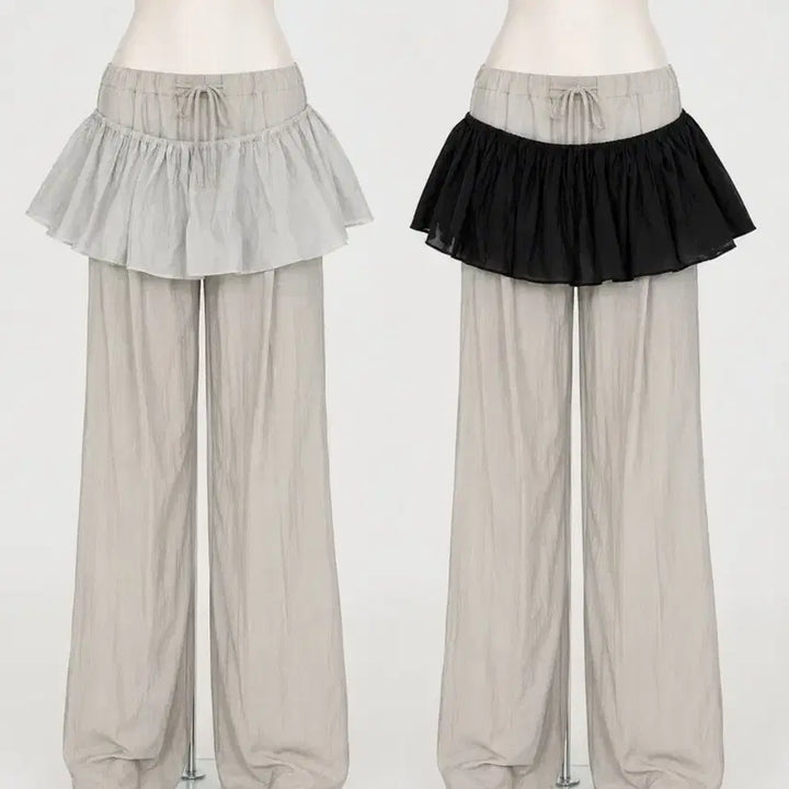 [BUNJANG] Layered Skirt White/Black / 레이어드 스커트 화이트/블랙