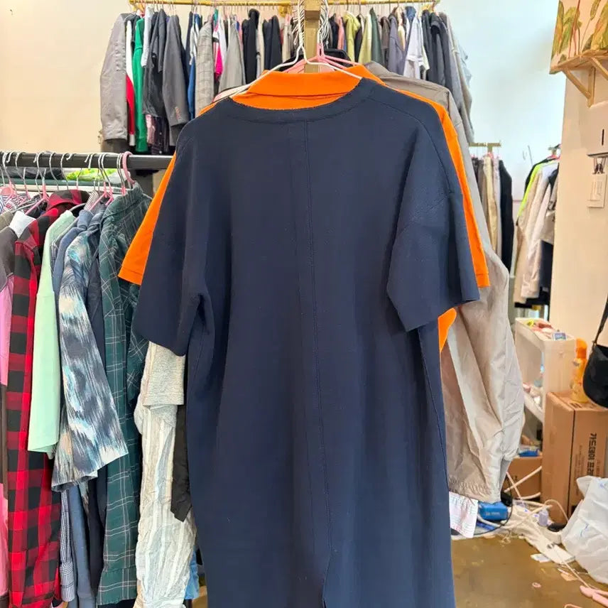 [BUNJANG] SYSTEM Navy Knit Pocket Detail Short Sleeve Dress / 한섬 SYSTEM 네이비 반팔 원피스