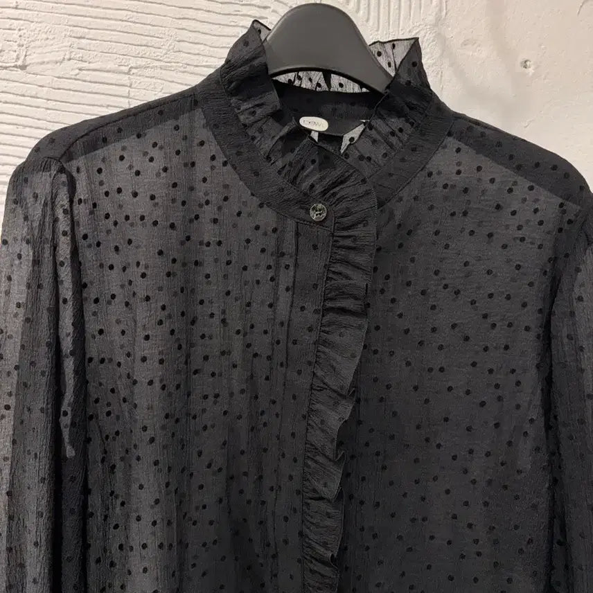 [BUNJANG] DEW E L Frill Collar See-through Dot Blouse / 듀엘 프릴카라 시스루 도트 블라우스