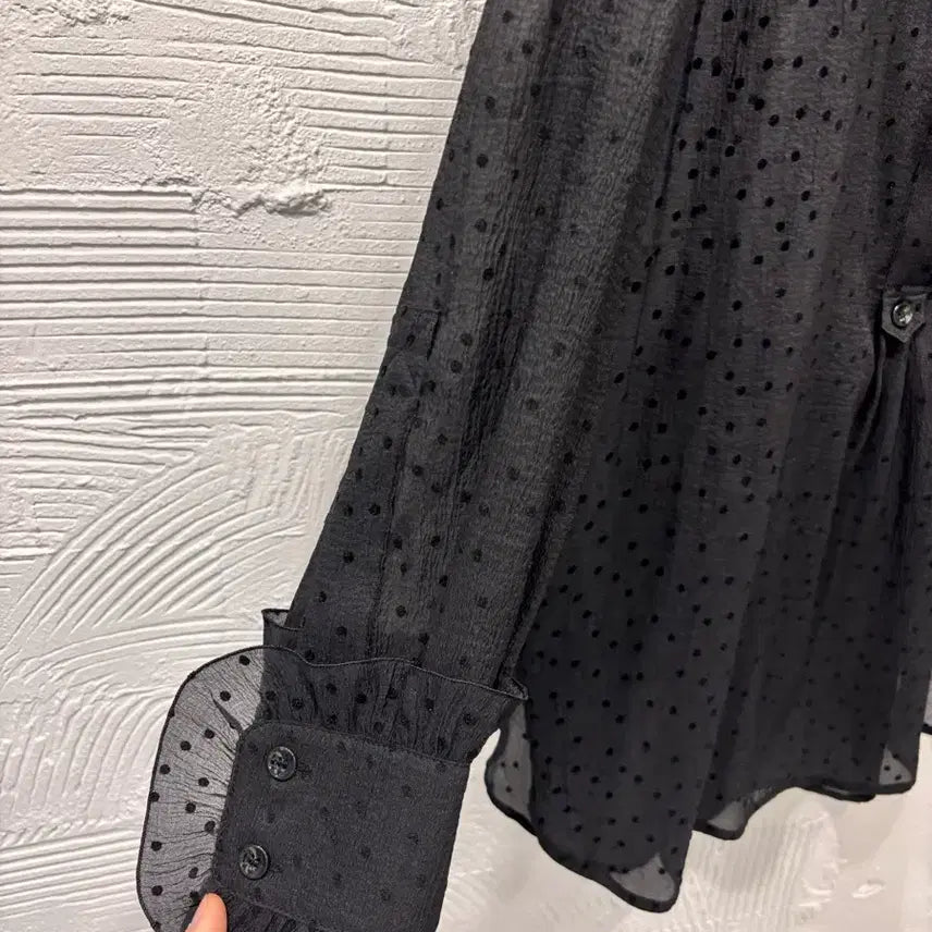 [BUNJANG] DEW E L Frill Collar See-through Dot Blouse / 듀엘 프릴카라 시스루 도트 블라우스
