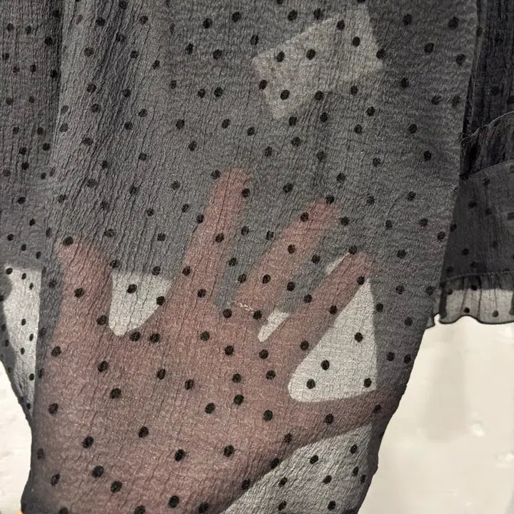[BUNJANG] DEW E L Frill Collar See-through Dot Blouse / 듀엘 프릴카라 시스루 도트 블라우스