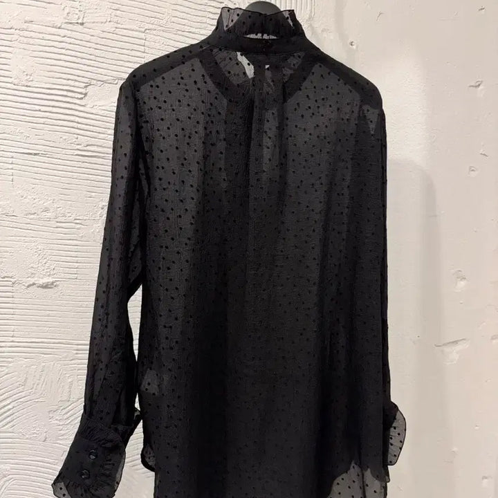 [BUNJANG] DEW E L Frill Collar See-through Dot Blouse / 듀엘 프릴카라 시스루 도트 블라우스