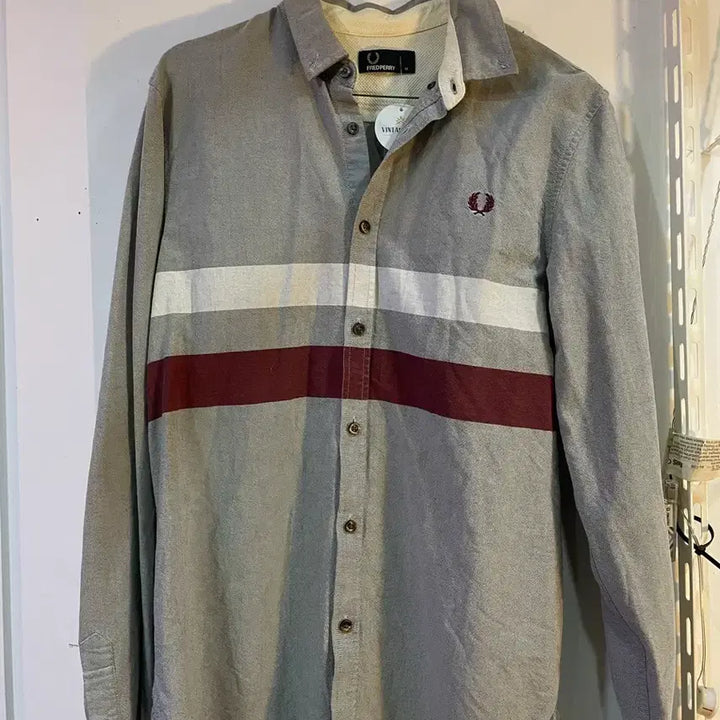 [BUNJANG] Fred Perry Striped Long Sleeve Shirt / 프레드페리 스트라이프 긴팔 셔츠