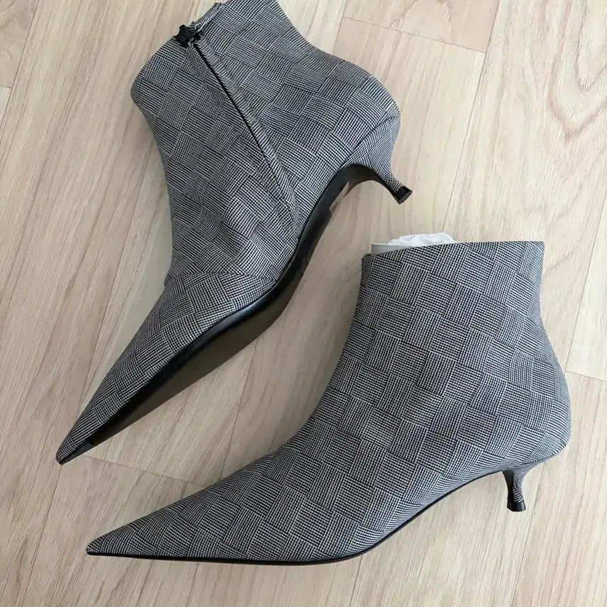 [BUNJANG] Balenciaga Check Wool Ankle Boots / 발렌시아가 체크 울 앵클 부츠 37